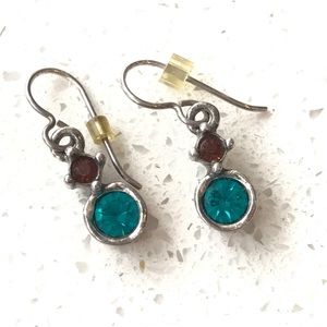 Patricia Locke silver, green&brown stones earrings